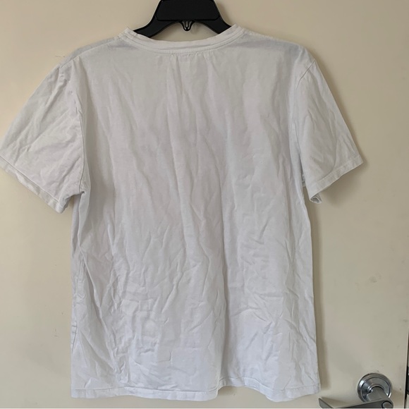 A.P.C. Men’s White T shirt with Navy Velvet Lettering Sz M - Picture 4 of 4